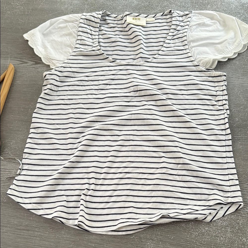 Maeve Black and White Striped Blouse